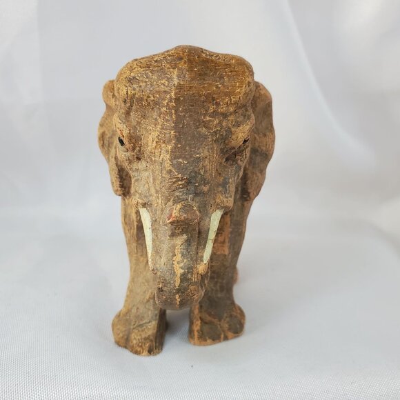 Vintage 1940-1950 Hand Carved Sirocco Wood Composite Elephant Family Figurines - Picture 11 of 16